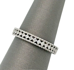 Roberto Coin 18k White Gold Diamond Band Ring Size 6.5 - Picture 1 of 10