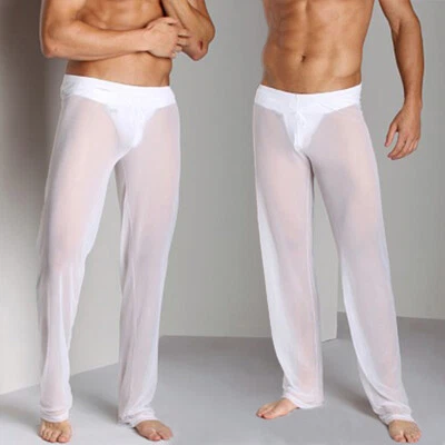 男式透明宽松长裤超弹性透明睡眠睡衣休闲裤 — 第 1/4 张图片