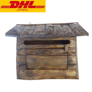 11.5"Tall Handmade Wooden Mailbox Teak Wood Rustic Vintage Style Home Decor Gift - Picture 1 of 9