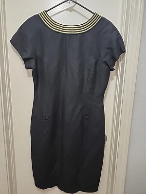 Vestido negro vintage Bloomingdales 8P con cuello dorado Foto 1 de 4