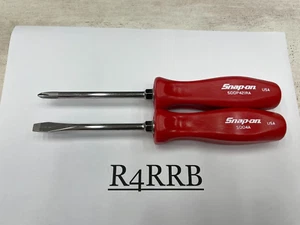 Snap-on Tools USA NEW 2pc RED Hard Handle Flat Phillips Head Screwdriver Set - Picture 1 of 12
