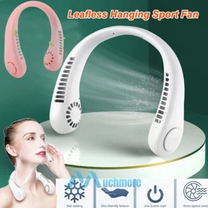 Portable USB Rechargeable Neckband Sport Fan Neck Hanging Dual Cooling Mini Fan - Picture 1 of 32