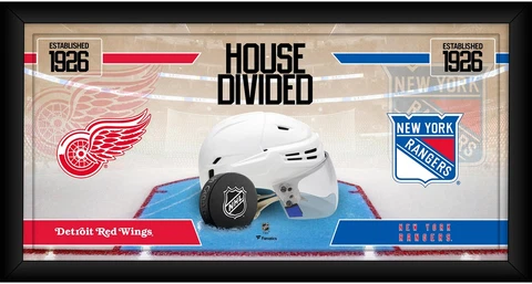 Detroit Red Wings vs Rangers Framed 10x20 House Divided Hockey Collage Cover