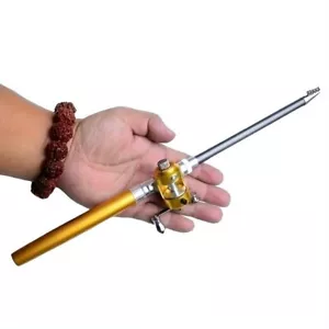 Mini Portable Pocket Fish Pen Shape Aluminum Alloy Fishing Rod Pole Reel US - Picture 1 of 7