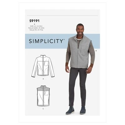 SIMPLICITY 9191 MEN'S VEST & JACKET Sewing Pattern Vest Tie Size S-XXL   34-52 - Image 1 of 4