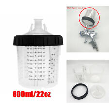 22oz Disposable Paint Cup Kit Hard Cup&Collar For Spray Gun Type H/O Adapter