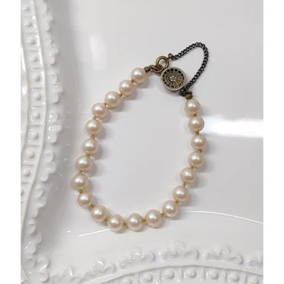 复古 Miriam Haskell 人造珍珠手链 玻璃安全链 金银丝扣 8 — 第 1/4 张图片