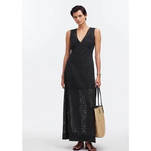 NWT Madewell Eyelet V-Neck Maxi Dress Black 00 - Picture 1 of 11