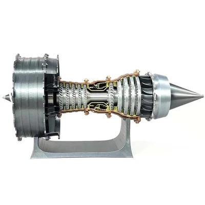 Modelo de motor turbofan, un modelo funcional de un motor turbofan de avión. Foto 1 de 4