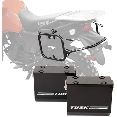 Alforjas de aluminio Tusk con alforjas V2 grandes negras para Kawasaki KLR650 Foto 1 de 4