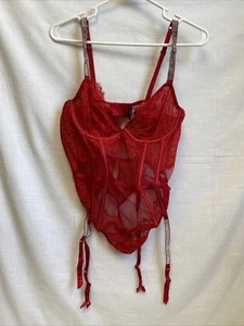 Victorias Secret Lingerie Sheer Red Size Large New With Tags - Picture 1 of 12