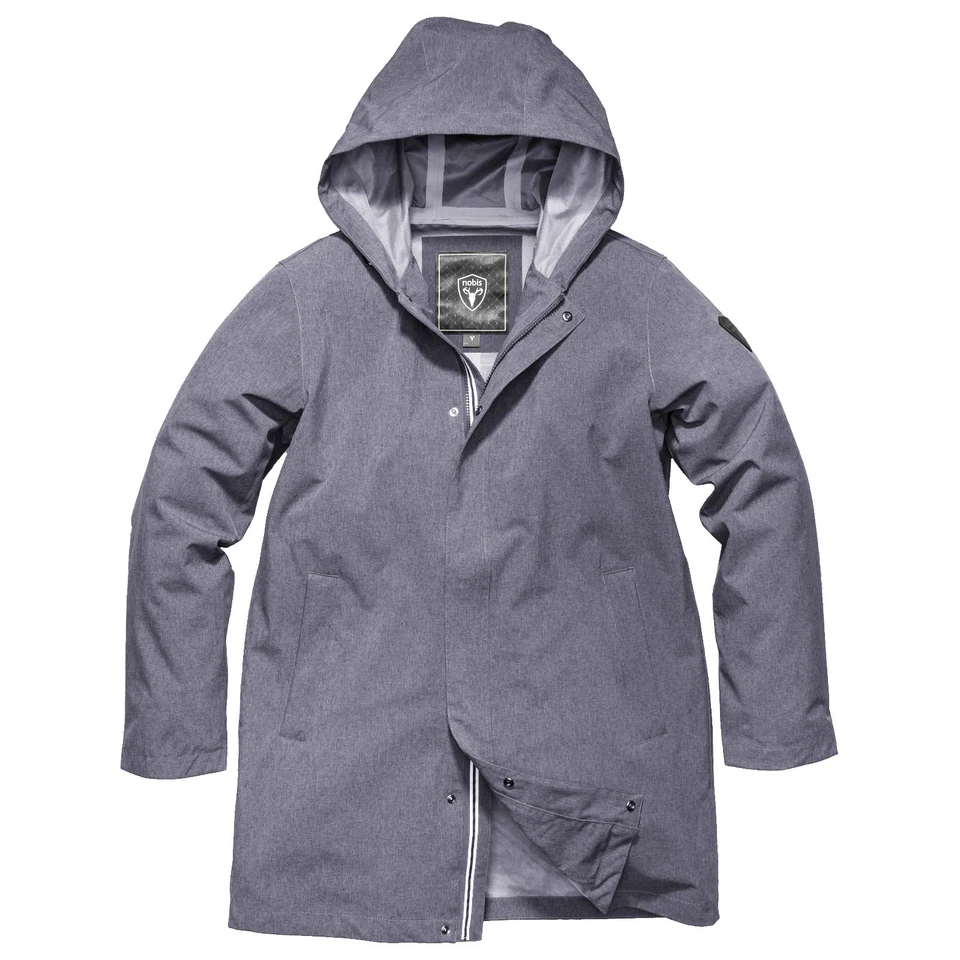 $450 NUEVO CON ETIQUETAS NOBIS Para hombres Londoner Impermeable Chaqueta Parka Gris Pequeño Foto 1 de 4