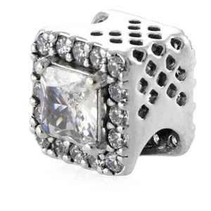 Pandora Square Sparkle Halo Charm In Sterling Silver - Bild 1 von 3