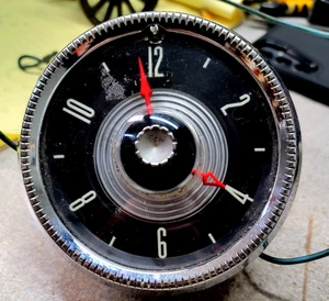 VINTAGE 1955 FORD CHROME DASHBOARD CLOCK AND WIRE. - Picture 1 of 2