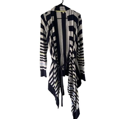 Suéter Cárdigan Anthropologie Moth Talla XS Rayas Cascada Frente Abierto Corbata Foto 1 de 4