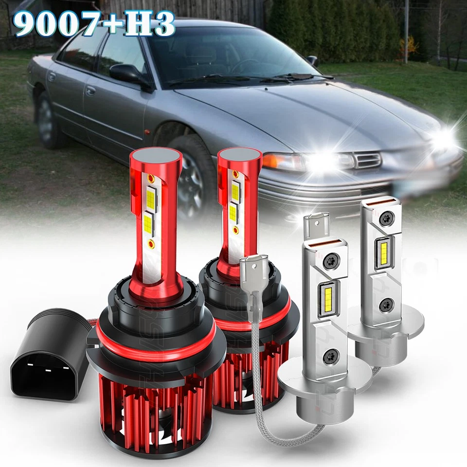 For Eagle Vision 1993-1997 6000K LED Headlight Hi/Low + Fog Lights Bulbs 9007+H3 - Image 1 of 4