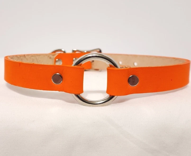 5/8 英寸优质皮革霓虹项圈项链中心 O 形环 12 种颜色可选! — 第 1/1 张图片