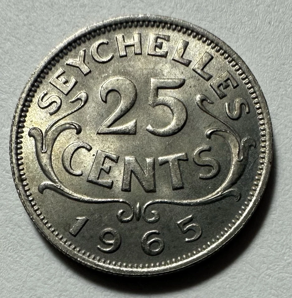1965 Seychelles 25 Cents GEM BU Only 40,000 Mintage - Image 1 of 2