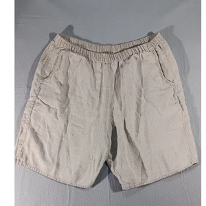 Pantalones Cortos de Lino FLAX Jeanne Engelhart M Beige Tostado PullOn Cintura Elástica Cas Coastal - Imagen 1 de 6