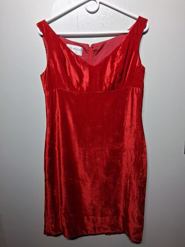 Vestido Anna Molinari De Colección Para Mujer Rojo Terciopelo Sin Mangas Hasta la Rodilla Talla IT 44 Foto 1 de 4