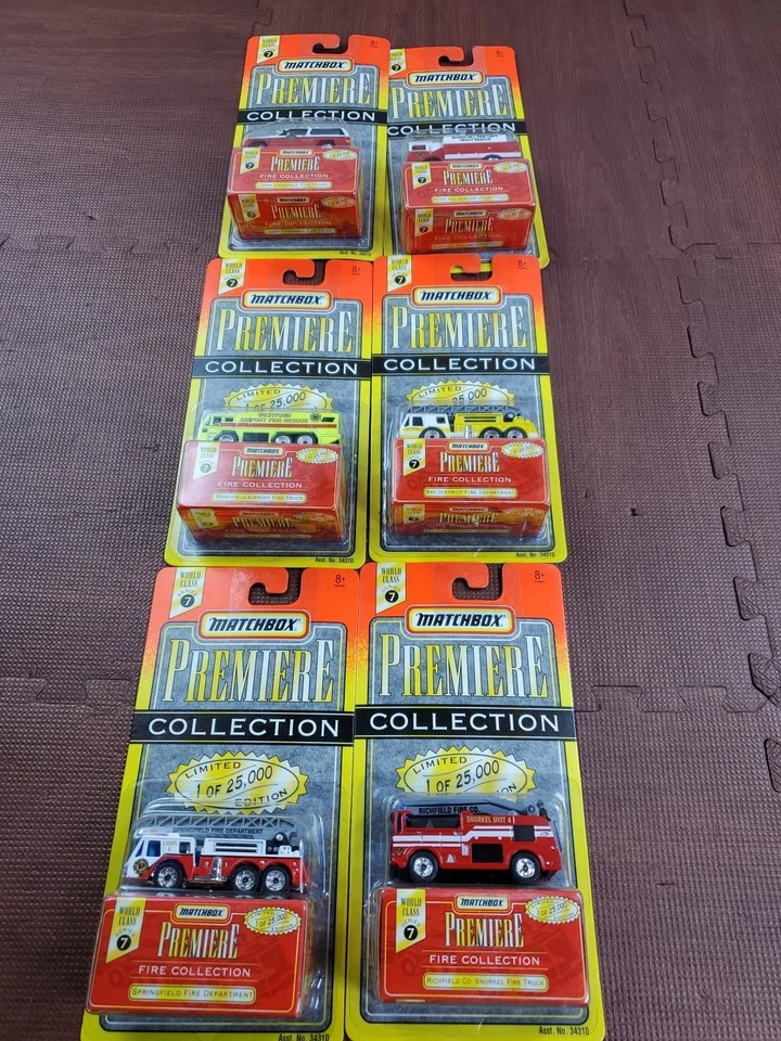 Matchbox Premiere Collection Fire Series 7 1996 juego completo de 6 camiones de bomberos Foto 1 de 4