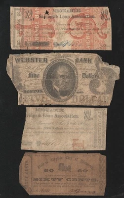 DEALERS LOT of (4) MIXED OBSOLETE CURRENCY NOTES CIVIL WAR ERA MONEY 1733 - Image 1 of 2