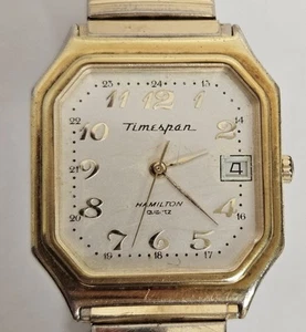 Rare Vintage 1980s Hamilton Timespan Gold Tone Mens Swiss Watch Runs SHIPS FREE - Bild 1 von 7