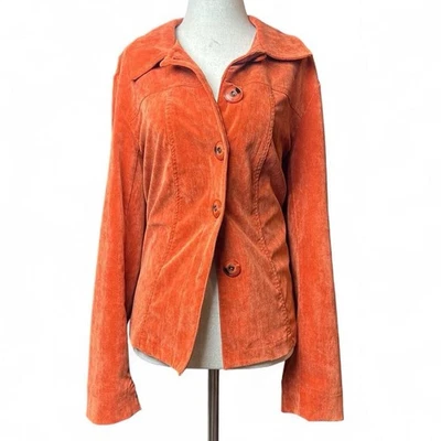 Vintage RQT Women’s Orange Corduroy Blazer Jacket Size L Retro Y2K Indie - Image 1 of 4