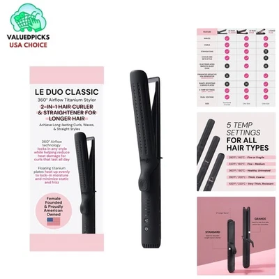 Le Duo Grande 360° Airflow 2-in-1 Titanium Hair Styler - Adjustable Temp Black - Image 1 of 4