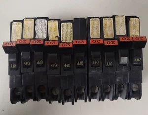 FPE 20 Amp 1 Pole Stab-Lok Thin Federal Pacific Breakers NC120 Red (QTY 10) - Picture 1 of 1