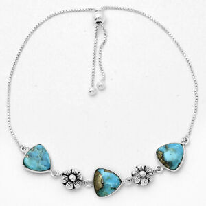 Floral Adjustable Kingman Turquoise With Pyrite 925 Silver Slider Bracelet