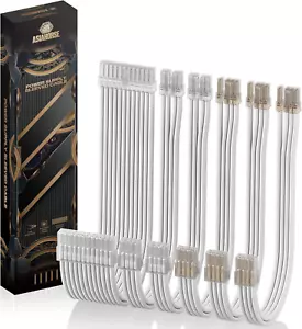 PSU Cable Extension Kit of Clear Connector, 24Pin/4+4 EPS/6+2 PCI-E 16AWG ATX Po - Picture 1 of 8
