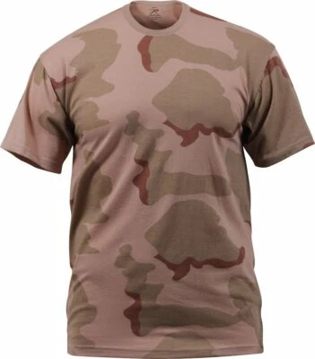 Camiseta masculina tricolor camuflagem deserto tática militar manga curta - Imagem 1 de 4