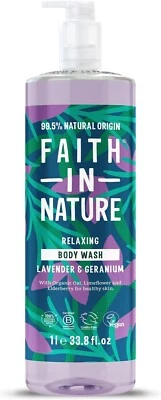 Faith In Nature 1L Natural Lavender & Geranium Relaxing Body Wash