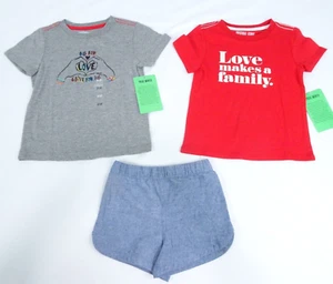 Toddler Kids 3 Piece Pride Month Short Sleeve Graphic Tees Shorts Outfit Set 2T - Picture 1 of 5