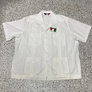 NWT D’Accord Cuban Guayabera White Shirt 3XL 4-Pocket Short Sleeve Casual - Picture 1 of 5