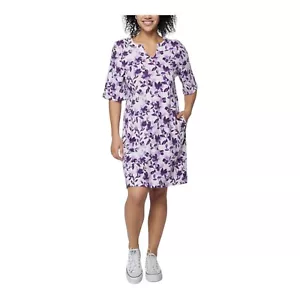 Hang Ten Sun Dress Women Xtra Large Purple & White Cotton Blend UV Protection - Picture 1 of 3