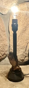 Bed Side Lamp Praying Hands Painted Bronze Resin Underwriter Table Light 13.5” - Picture 1 of 8