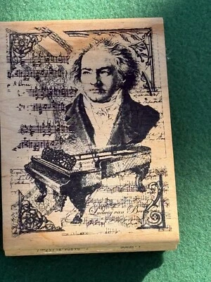 RARE! Collage Illuminata Beethoven Rubber Stamp By Inkadinkado 90696Y NEW - Image 1 of 3