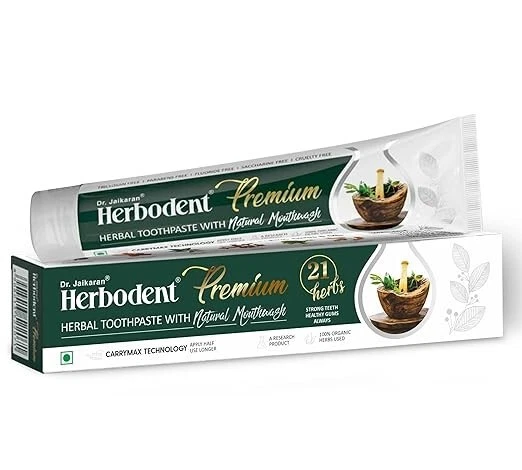 Зубная паста Herbodent® Premium 21 трава (натуральная мята, 165 г - упаковка из 1) быстрая доставка - Изображение 1 из 4