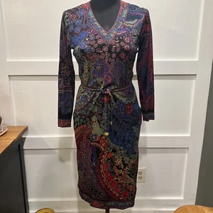 Leonard Paris Kleid Wolle Seide Mischung mit Gürtel und Taschen Größe 6/8 - Bild 1 von 7