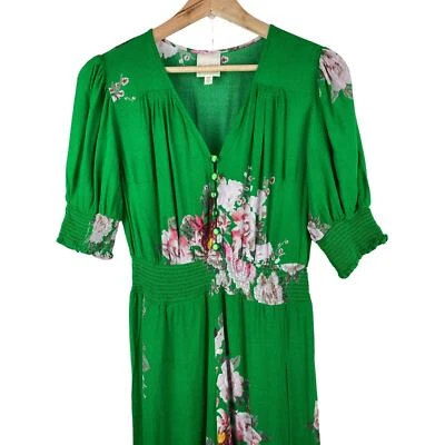 Mono Anthropologie Tracy Reese Longwood para mujer talla 4 verde floral pierna ancha Foto 1 de 4
