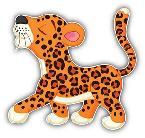 Cute Leopard Cartoon Car Bumper Sticker Decal 5'' x 5'' - Picture 1 of 1