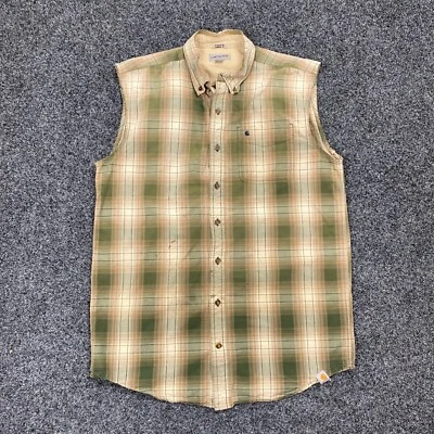 Carhartt Mens Shirt Button Plaid Relaxed 101489 Sleeveless Shirt Size Large Tall - Image 1 of 4