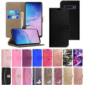 Housse de portefeuille en cuir rabattable pour Samsung Galaxy S10 S10 Plus, Lite - Photo 1 sur 23