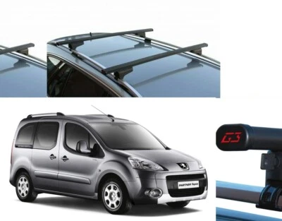 BARRE PORTATUTTO ACCIAIO PER PEUGEOT PARTNER TEPEE II SERIE ANNO 2008 CON RAILS - Image 1 of 4