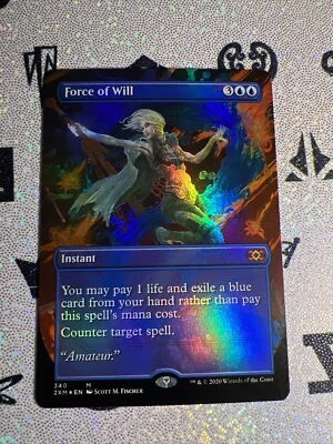MTG Force of Will FOIL Double Masters Borderless Extended Art NM - Image 1 of 2
