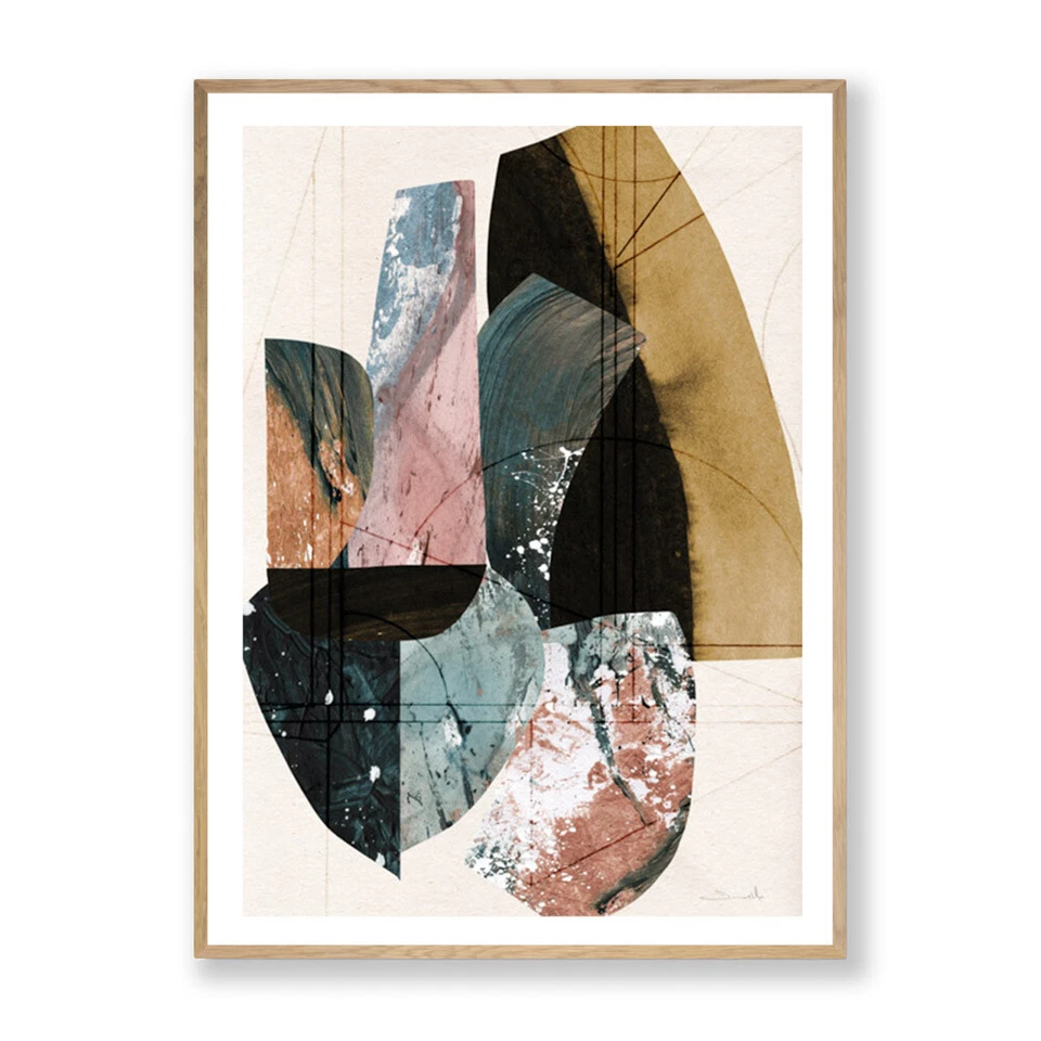 Abstract Framed Print , Modern Wall Art , Peach and Pink Wall Decor , Large Size - Image 1 of 4