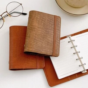 Leather Binder Notebook Loose leaf Notebook A8 Mini Diary Planner Memo Pads - Picture 1 of 18