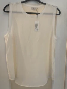 AG Adriano Goldschmied Women’s LARGE Silk Ivory Oversized Tank Sleeveless Blouse - Picture 1 of 5